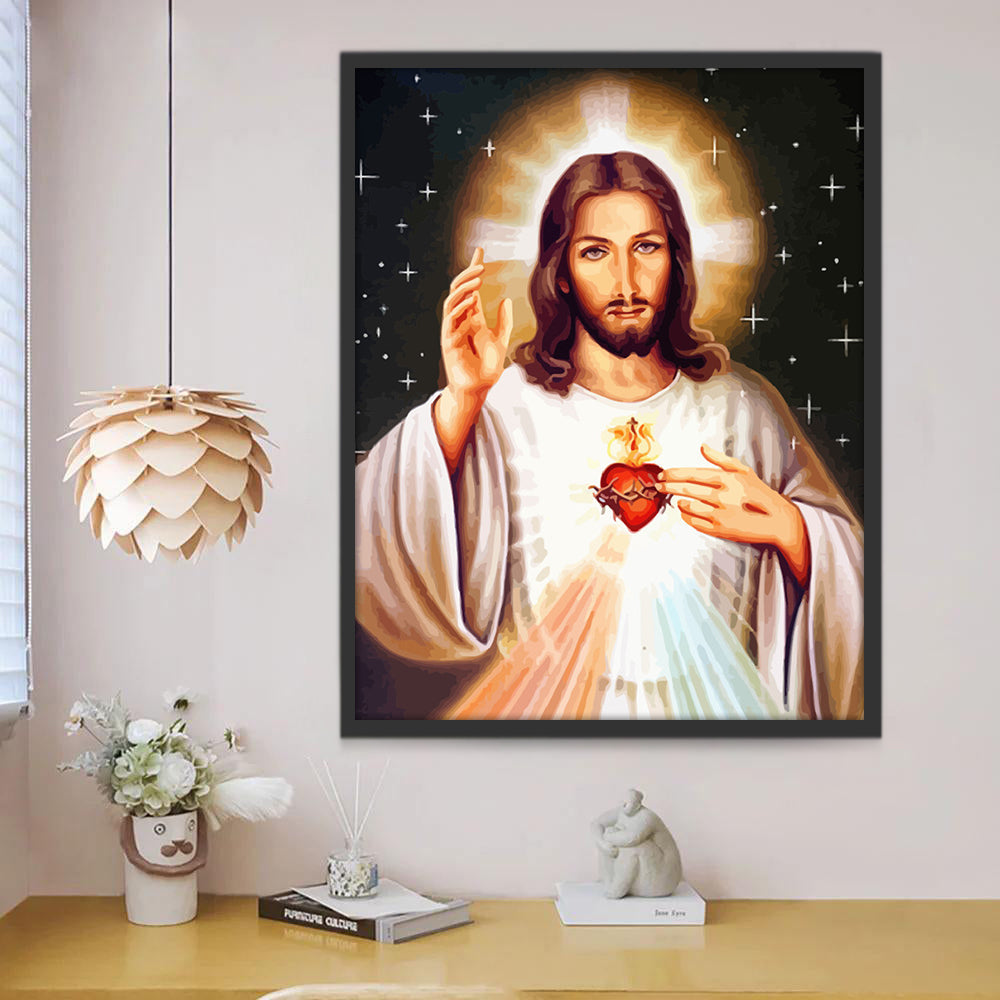 Sacré-Cœur et Jésus Peinture par Numéros