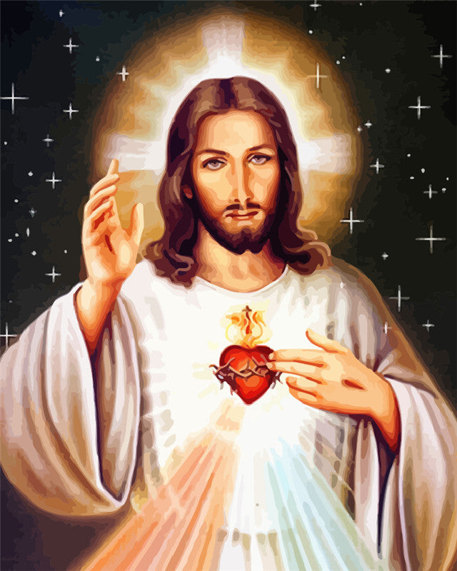 Sacré-Cœur et Jésus Peinture par Numéros
