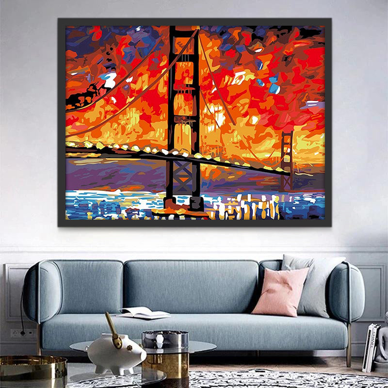 San Francisco Pont dans la Nuit Peinture par Numéros