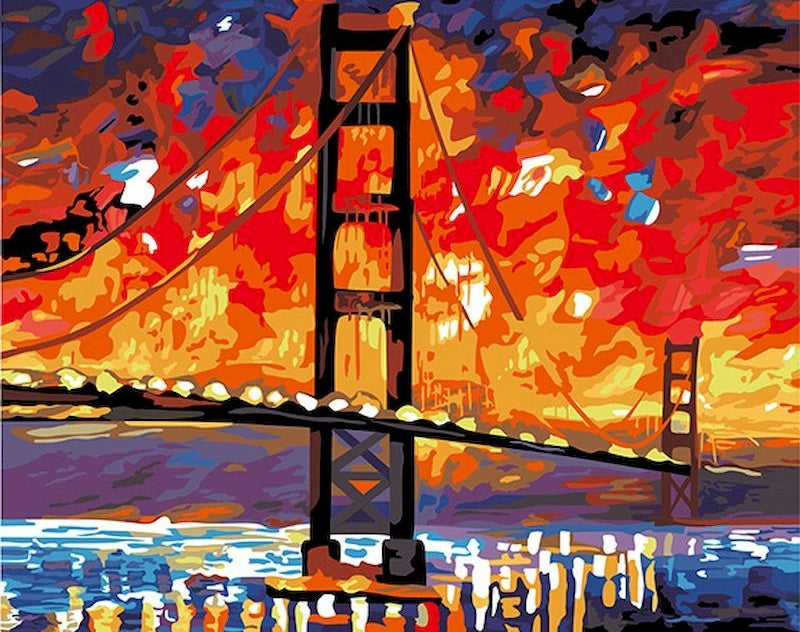 San Francisco Pont dans la Nuit Peinture par Numéros