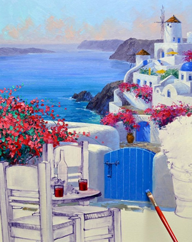 Santorin Peinture par Numéros