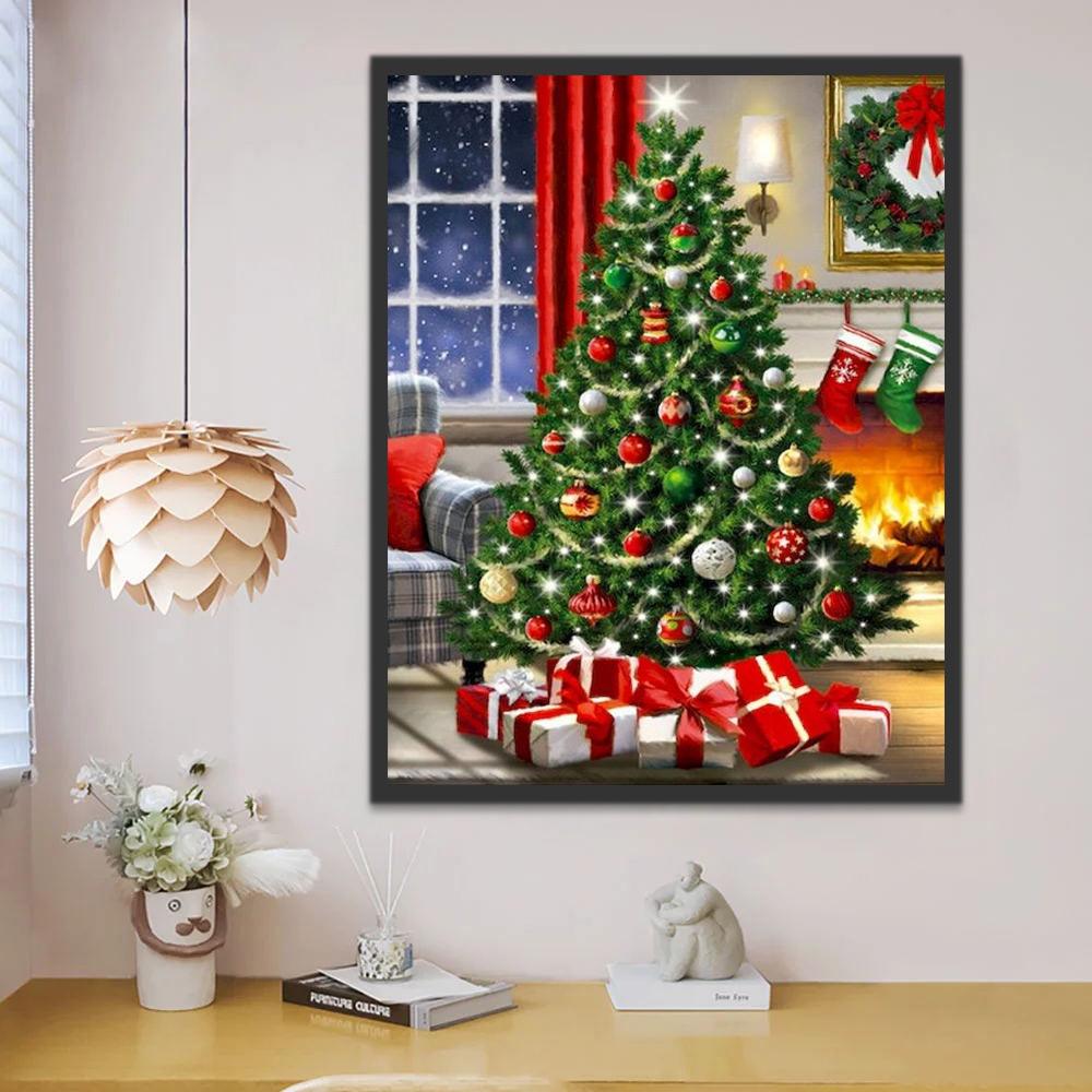 Sapin de Noël et la Fenêtre Peinture par Numéros