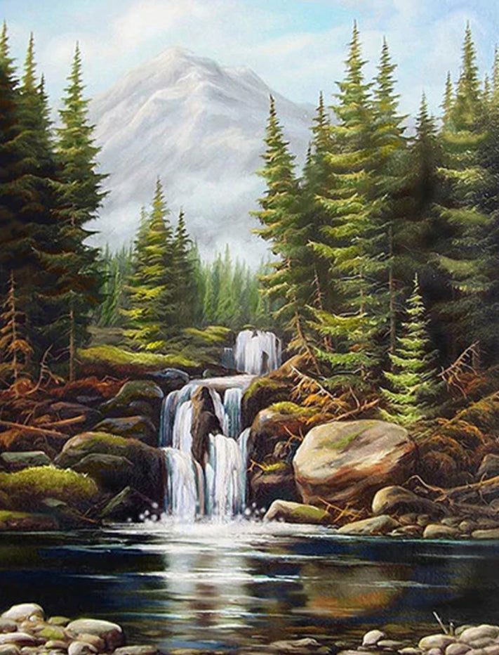 Sapin et Chute Peinture par Numéros