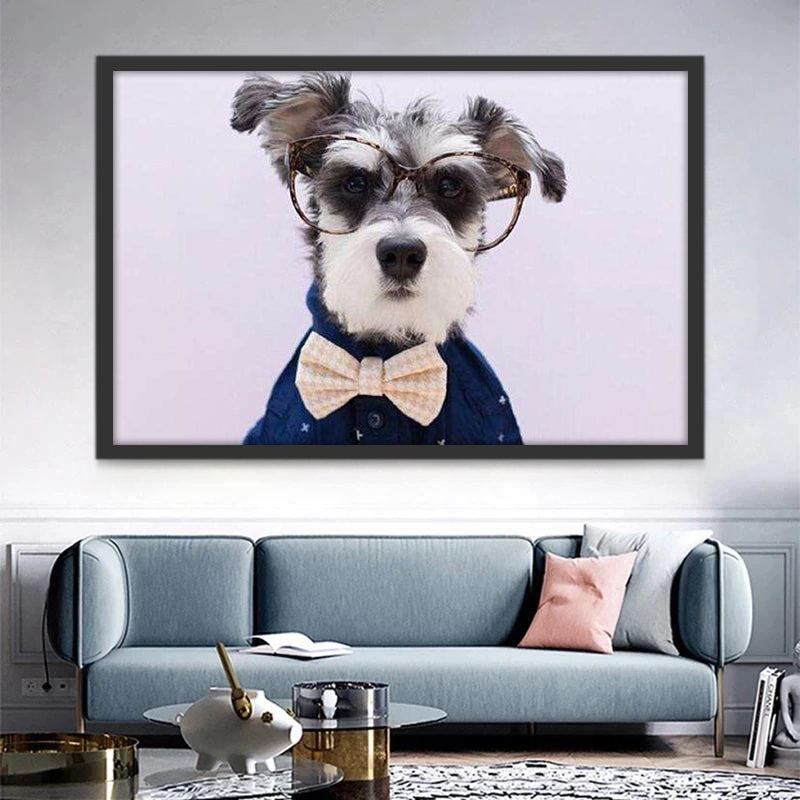 Schnauzer avec des Lunettes Peinture par Numéros
