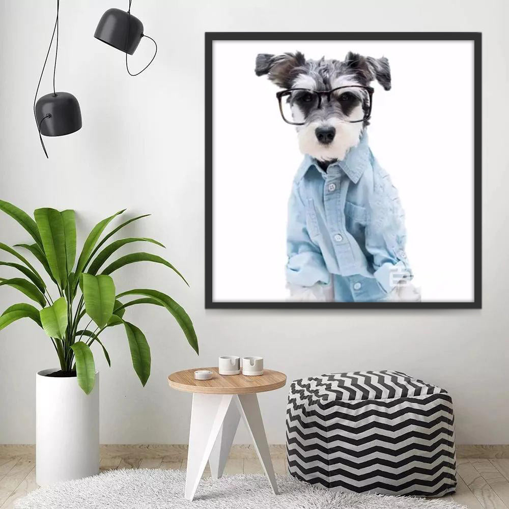 Schnauzer avec des lunettes Peinture par Numéros