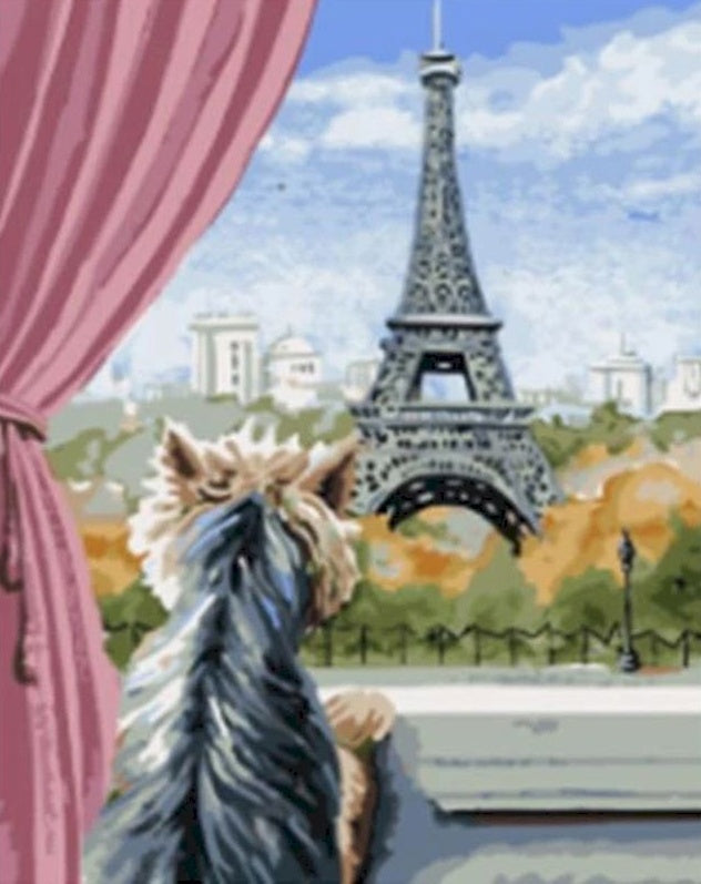 Schnauzer et Tour Eiffel Peinture par Numéros