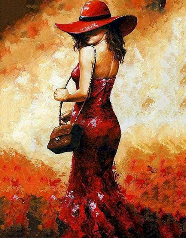 Sexy Femme en Rouge Peinture par Numéros