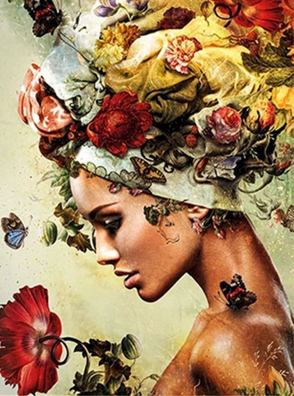 Sexy Femme et Fleurs Peinture par Numéros