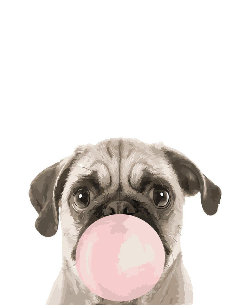 Shar-Pei et Boule Rose Peinture par Numéros
