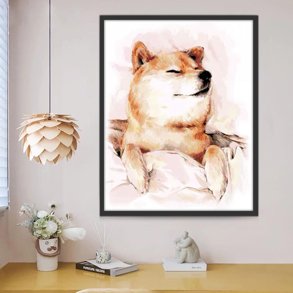Shiba Inu Endormi Peinture par Numéros