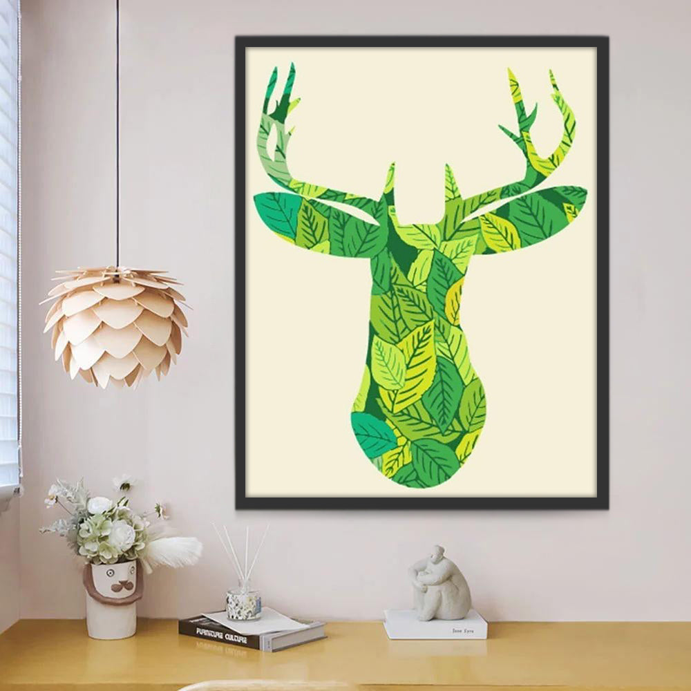 Silhouette de Cerf Verte Peinture par Numéros