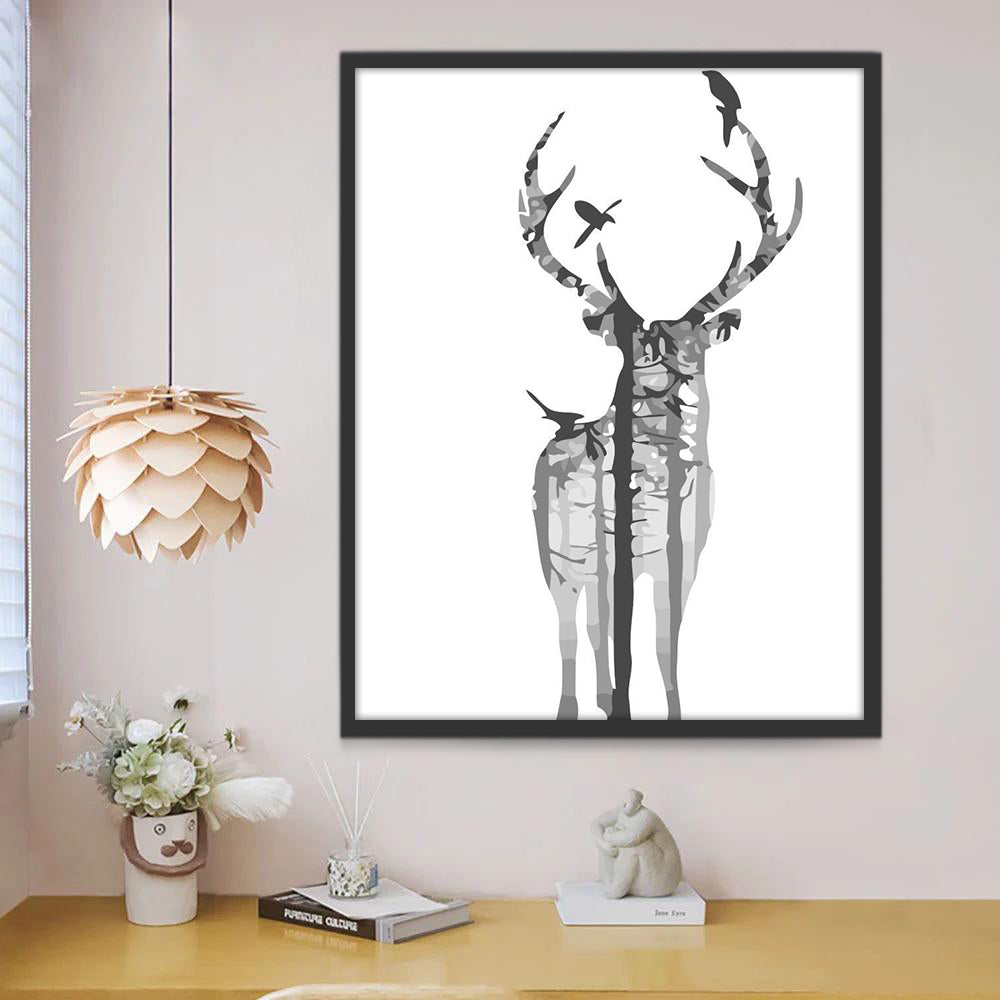Silhouette d’un Cerf Peinture par Numéros
