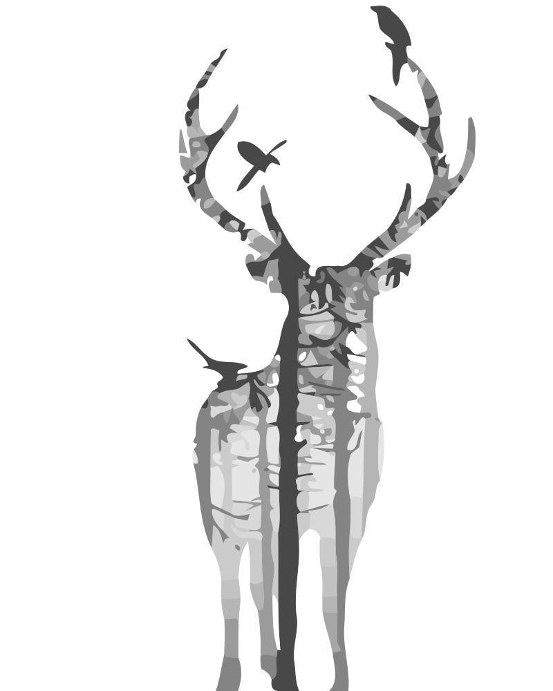 Silhouette d’un Cerf Peinture par Numéros