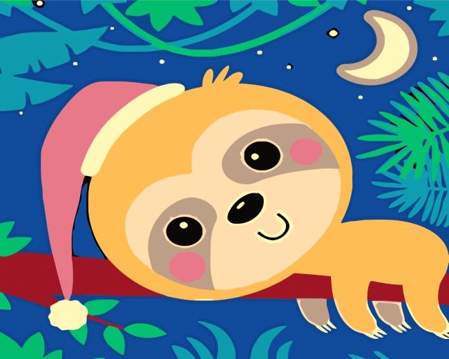Singe dans la Nuit Cartoon Enfants Peinture par Numéros