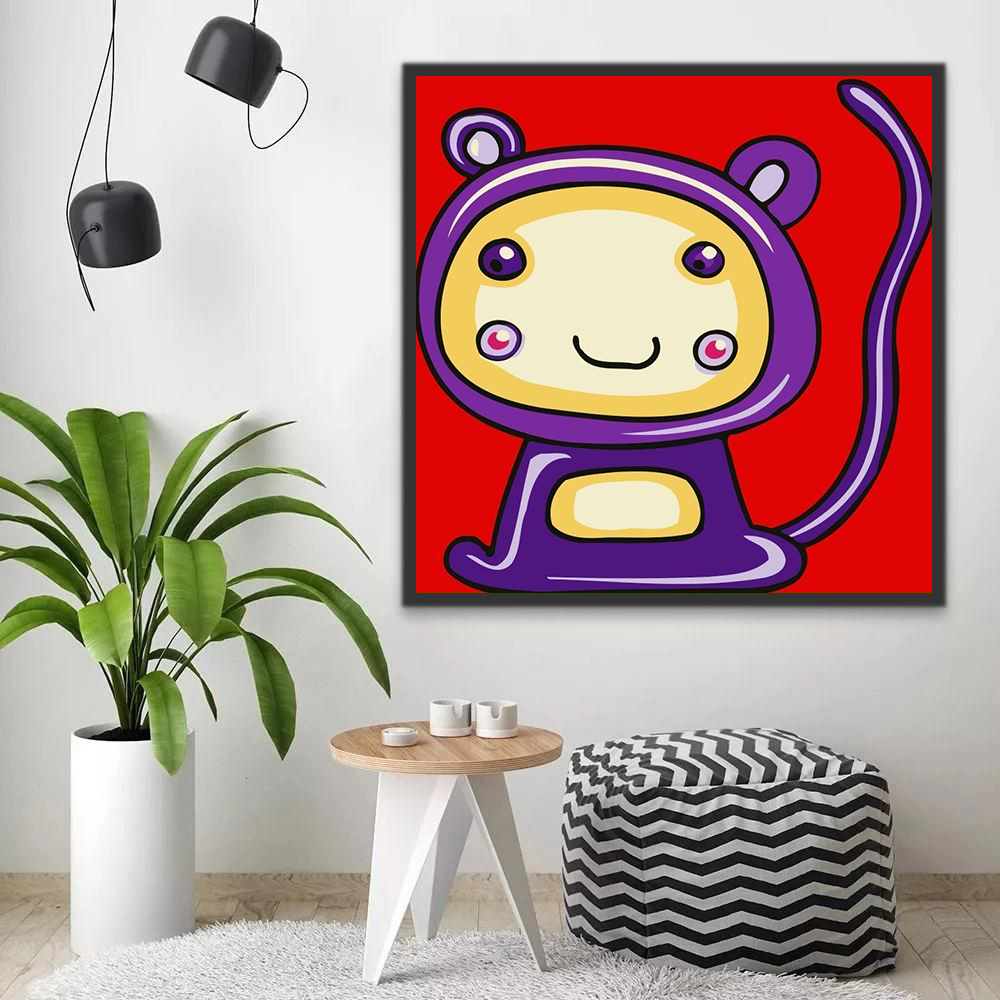 Singe Violet Cartoon d'Enfants Peinture par Numéros