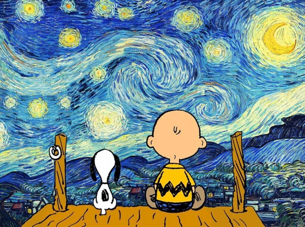 Snoopy et Charlie Nuit Étoilée Peinture par Numéros