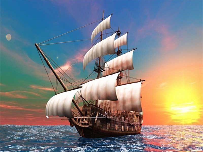 Soleil Bateau Peinture par Numéros