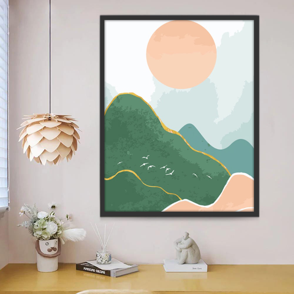 Soleil et Montagnes Peinture par Numéros