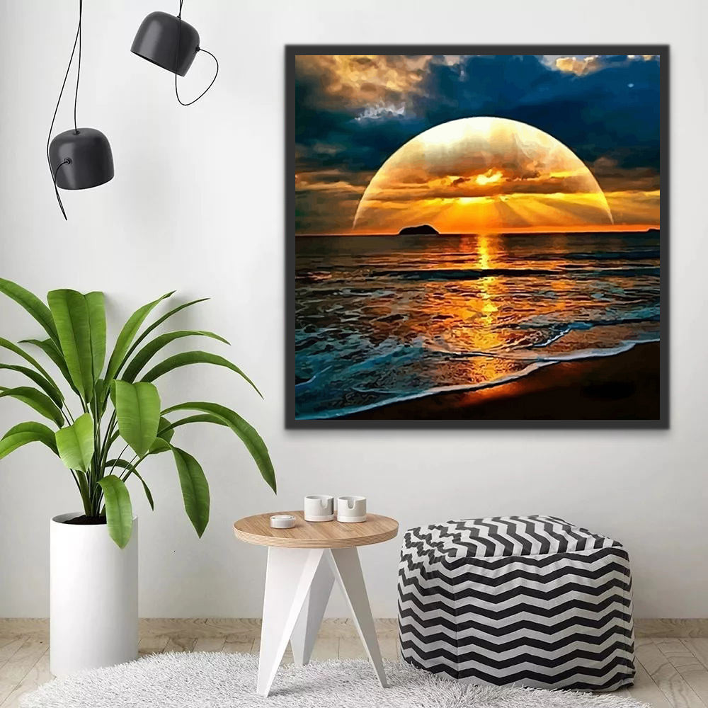 Soleil Nuages et Mer Peinture par Numéros