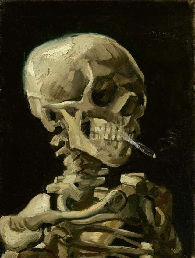 Squelette avec une cigarette allumée Peinture par Numéros