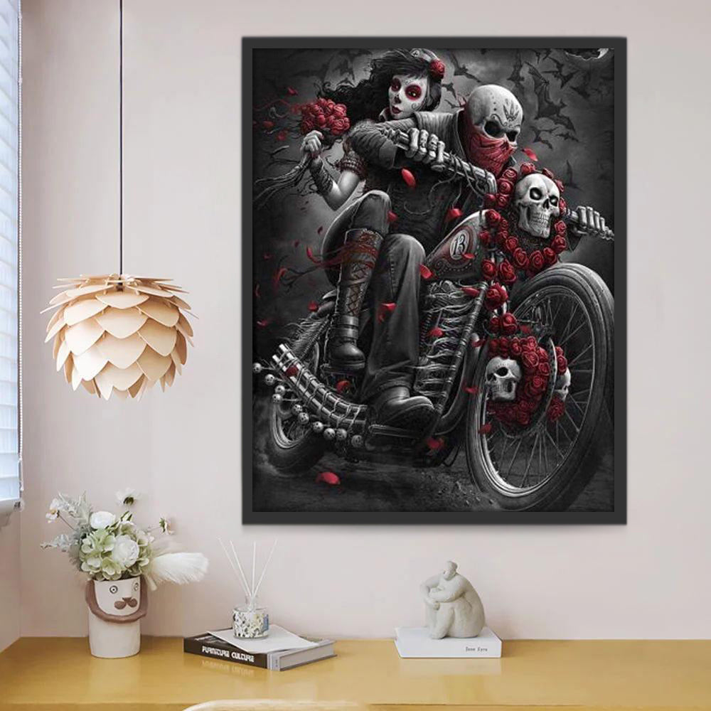 Squelette en Moto Peinture par Numéros
