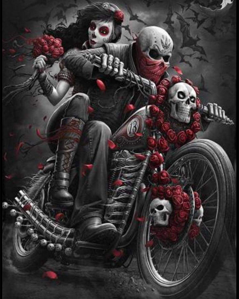 Squelette en Moto Peinture par Numéros