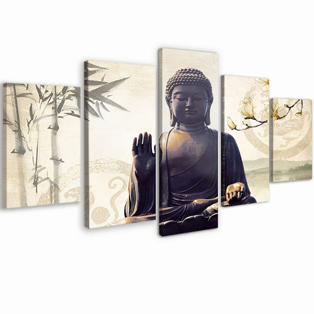 Statue Bouddha 5 Partie Peinture par Numéros