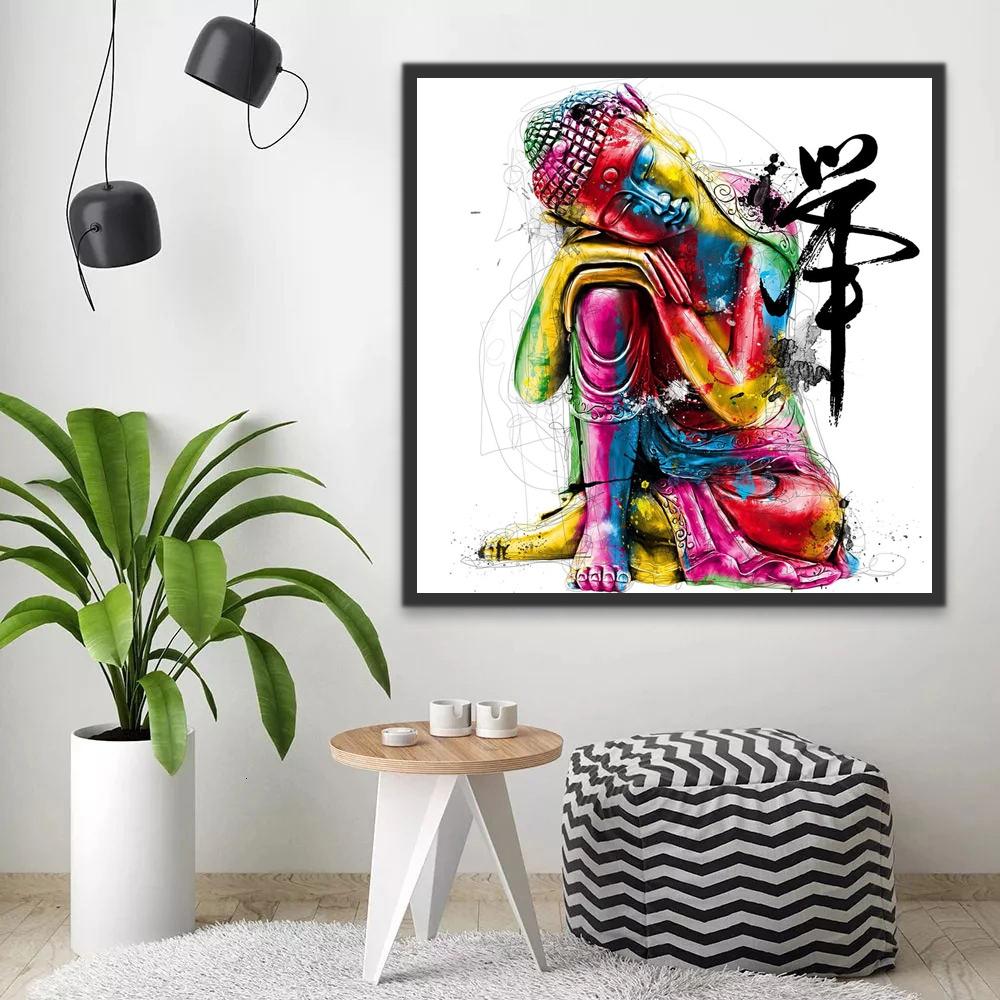Statue Bouddhiste Colorée Peinture par Numéros