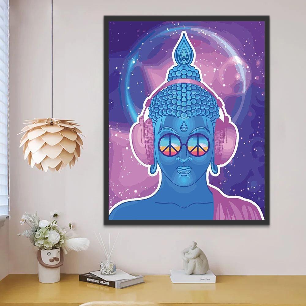 Statue Bouddhiste Cyber Peinture par Numéros