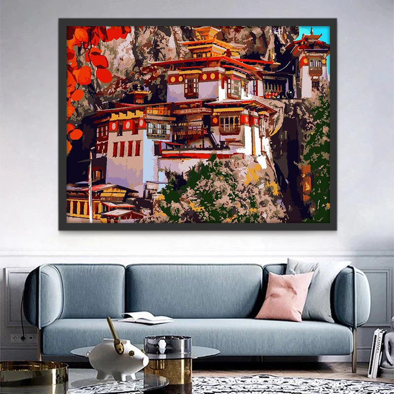 Taktshang Bhoutan Peinture par Numéros