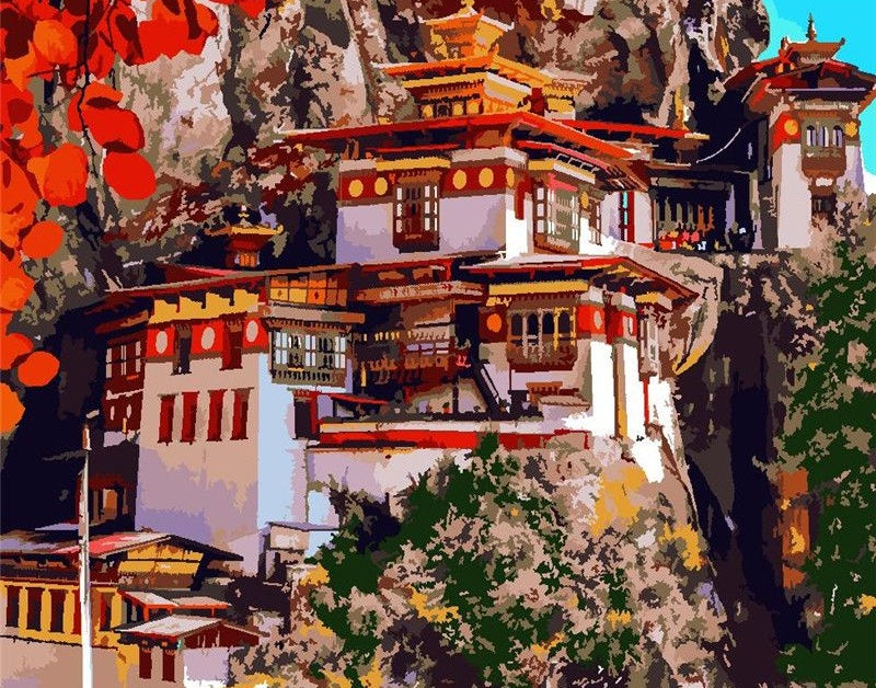 Taktshang Bhoutan Peinture par Numéros