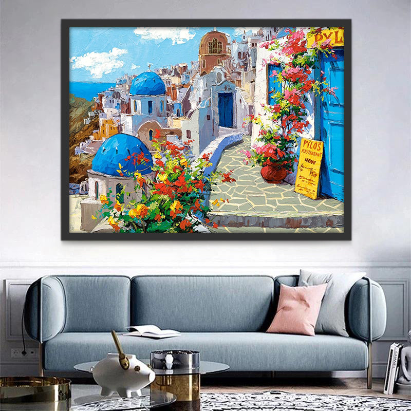 Théra Paysage Ville Peinture par Numéros