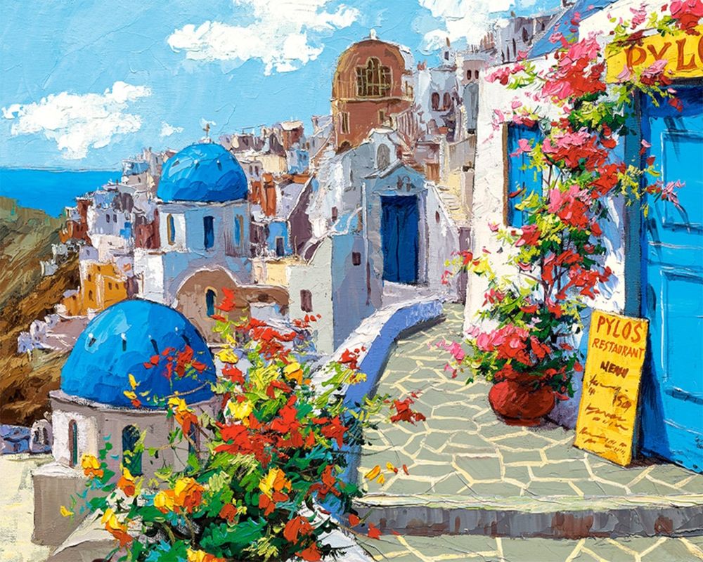 Théra Paysage Ville Peinture par Numéros