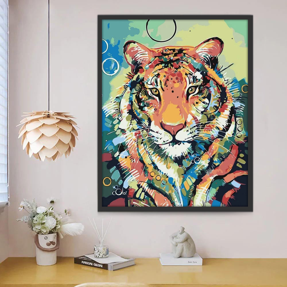 Tigre avec des Motifs Multicolores Peinture par Numéros