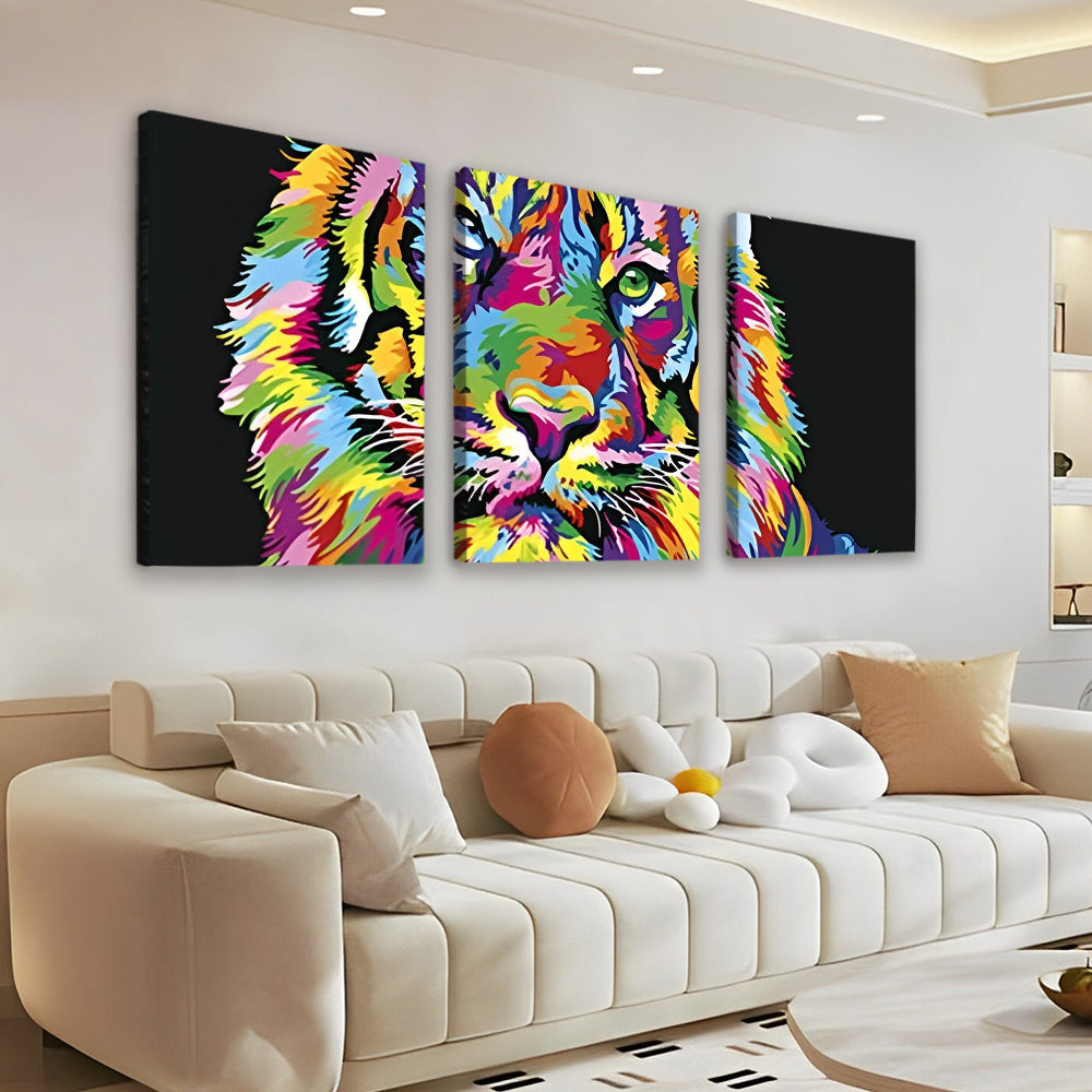 Tigre Coloré 3 Partie Peinture par Numéros