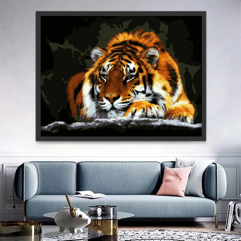 Tigre Couché sur le Ventre Peinture par Numéros