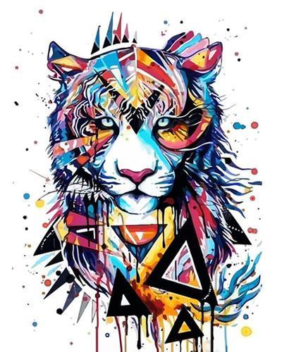 Tigre Cyberpunk Peinture par Numéros