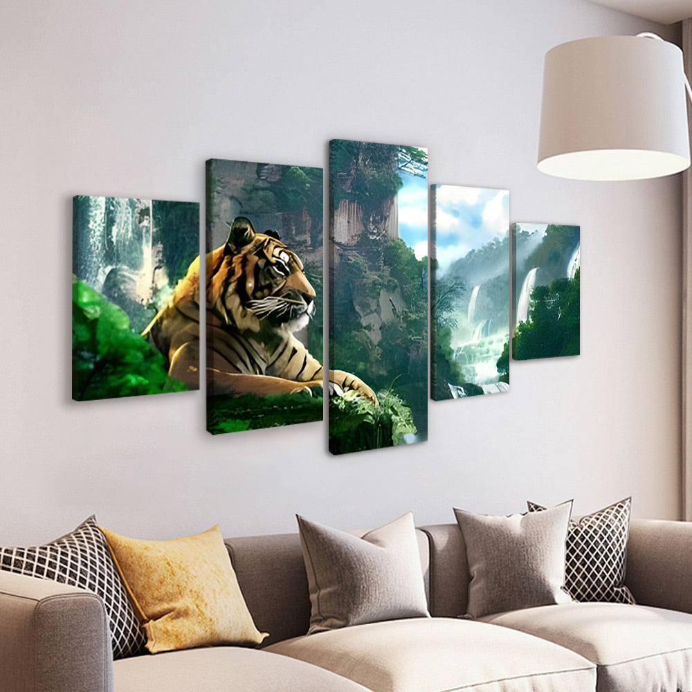 Tigre dans les Montagnes 5 Partie Peinture par Numéros