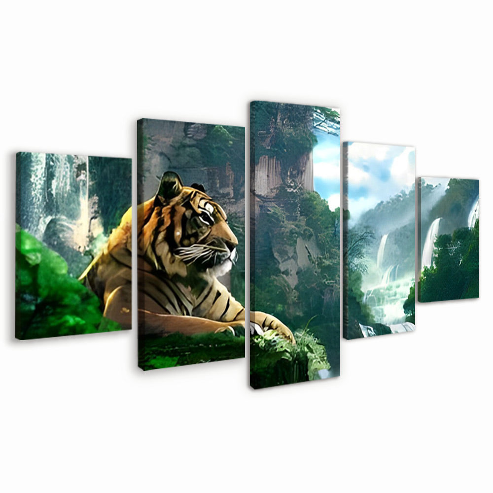 Tigre dans les Montagnes 5 Partie Peinture par Numéros