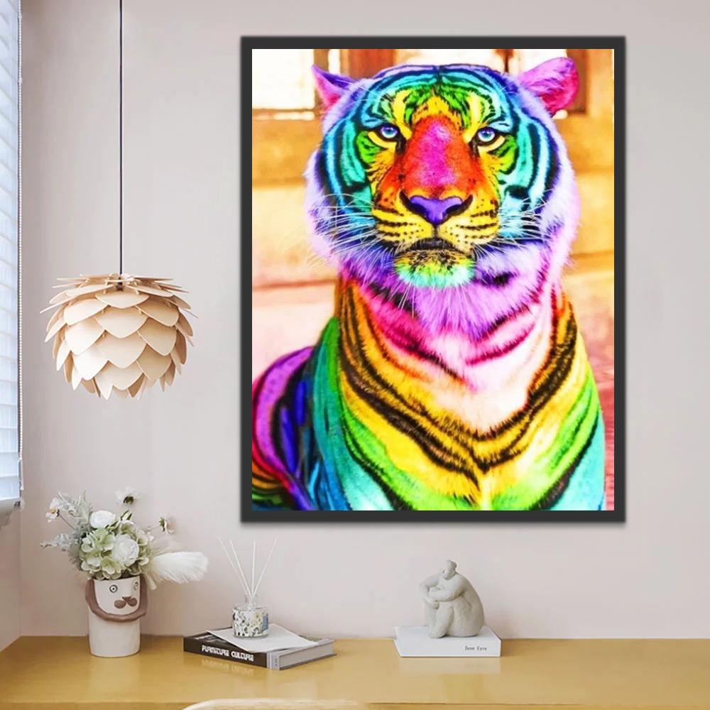 Tigre d'Arc-en-Ciel Peinture par Numéros