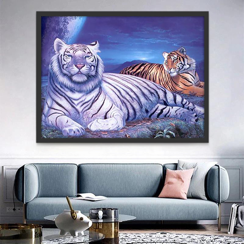 Tigre de Sibérie et Tigre Blanc Peinture par Numéros