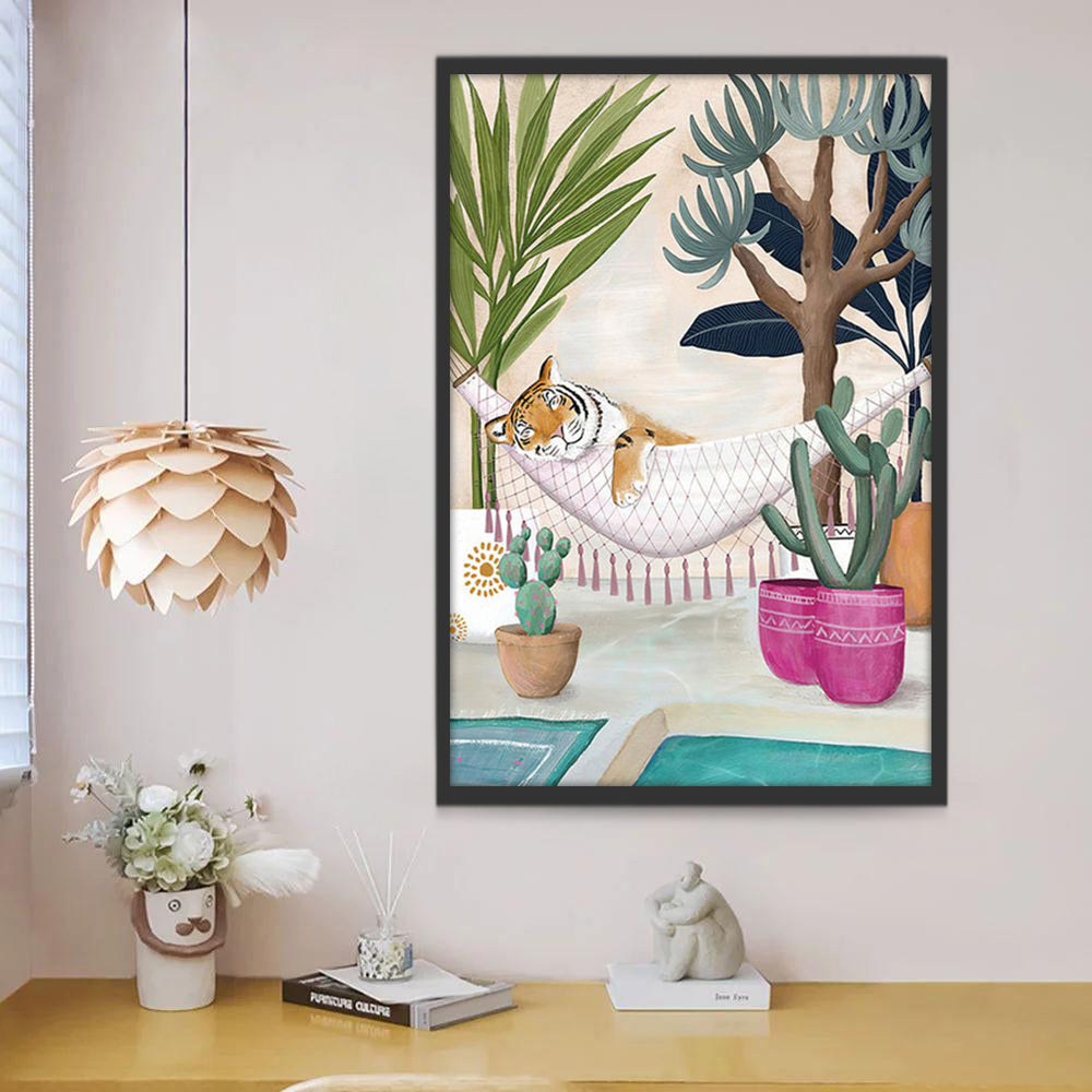 Tigre Dormant dans un Hamac Peinture par Numéros