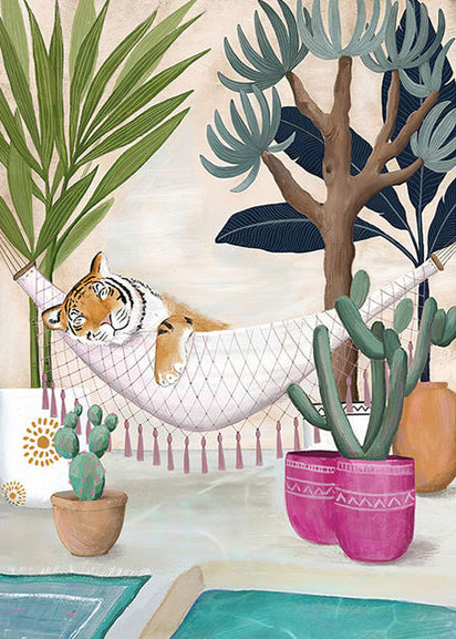Tigre Dormant dans un Hamac Peinture par Numéros