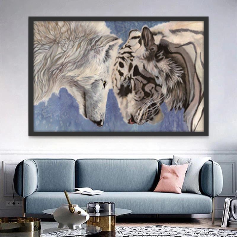 Tigre et Loup Blanc Peinture par Numéros