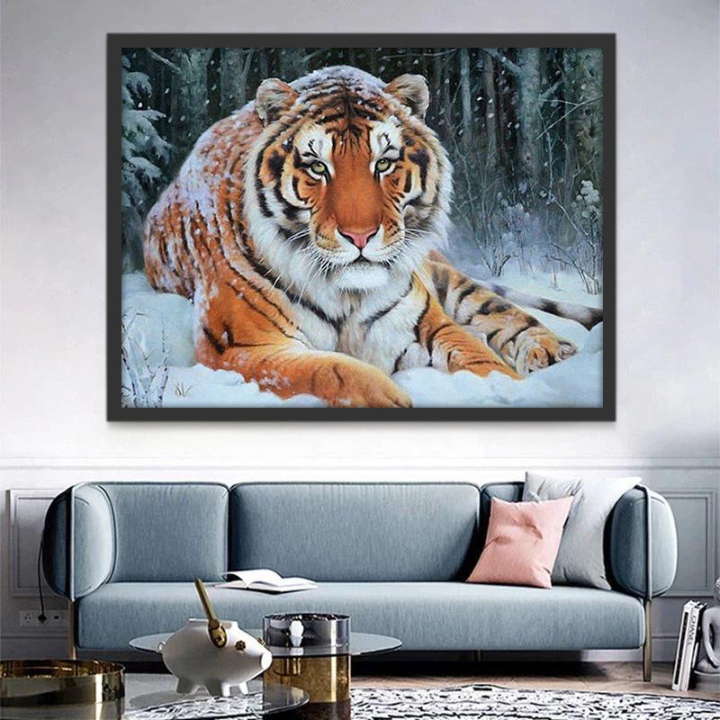 Tigre Roux dans la Neige Peinture par Numéros