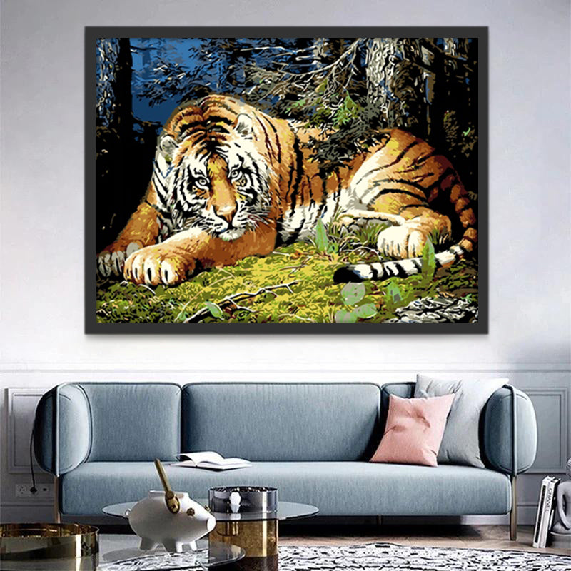 Tigre Seul dans la Forêt Peinture par Numéros