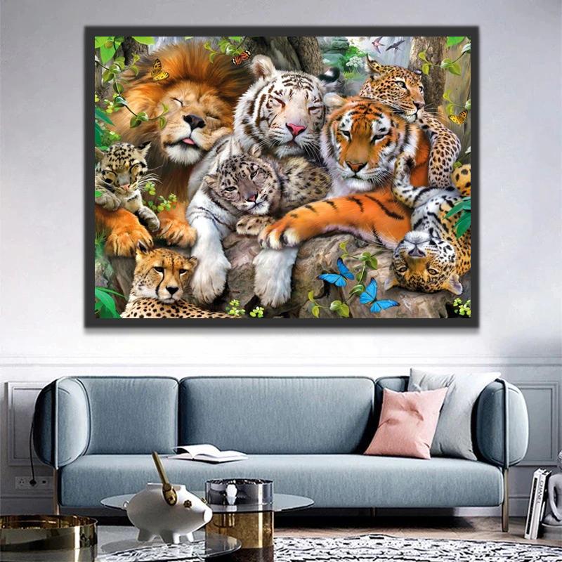 Tigres, Léopards et Lion Peinture par Numéros