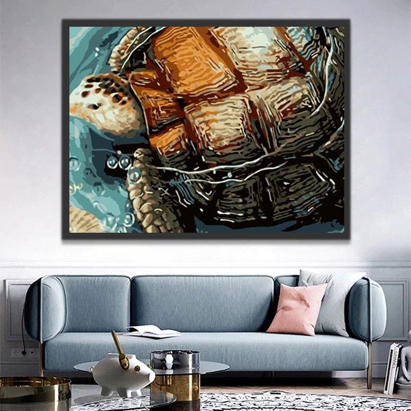 Tortue à la Surface de l'Eau Peinture par Numéros