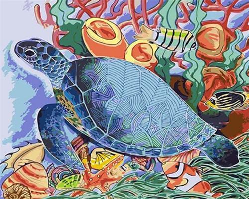 Tortue avec des Motifs Peinture par Numéros