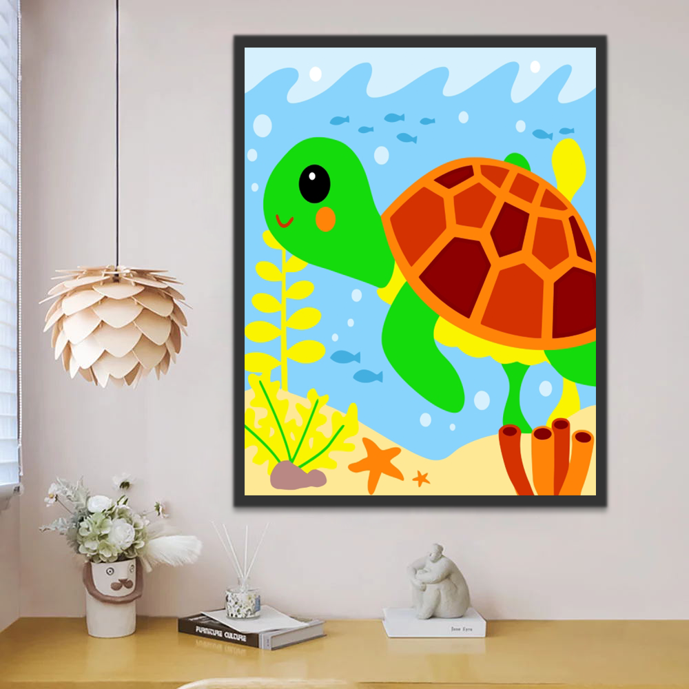 Tortue Cartoon d'Enfants Peinture par Numéros